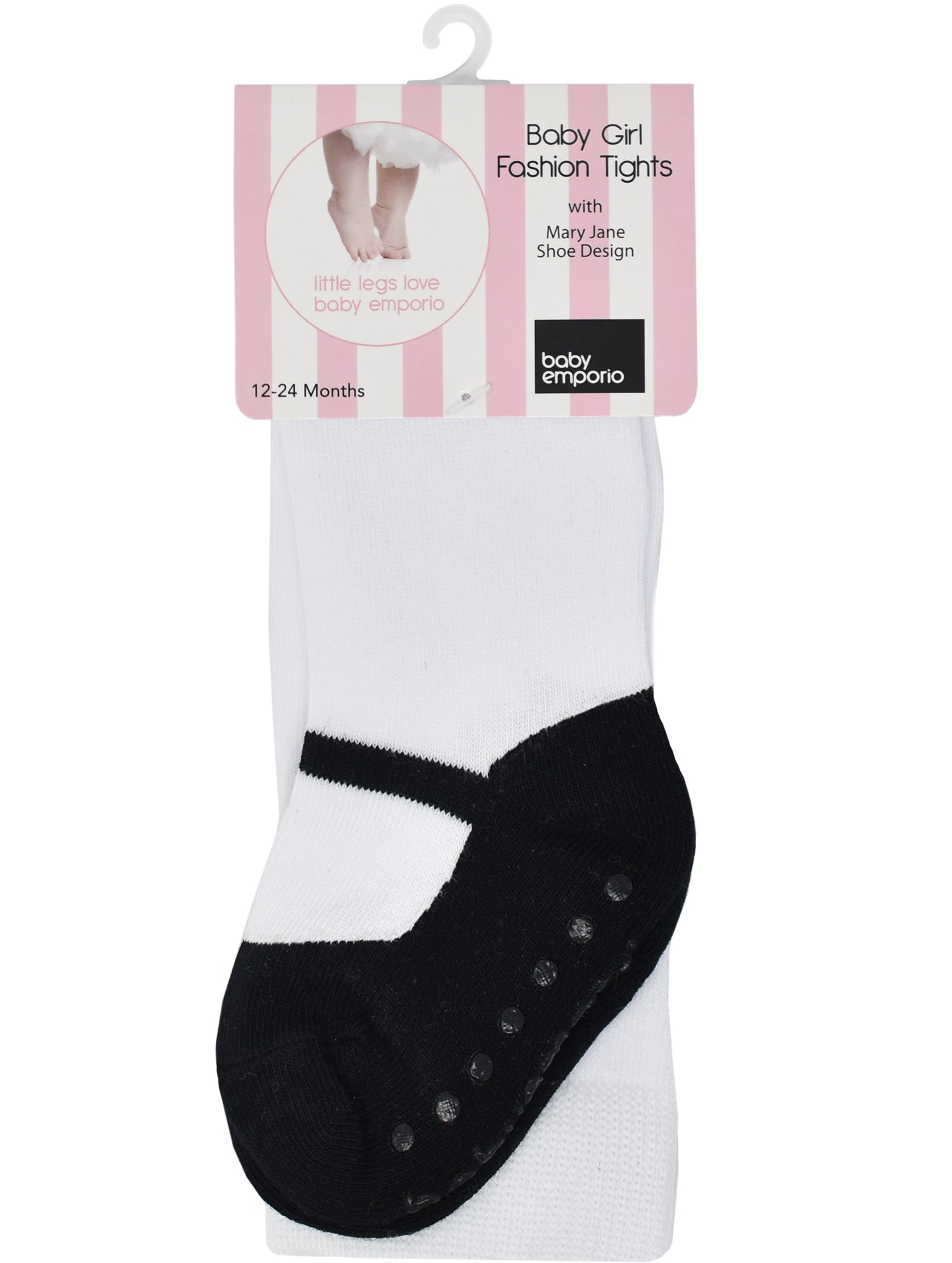 Black toddler tights on hanger with non-slip gripper soles