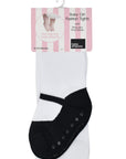 Black toddler tights on hanger with non-slip gripper soles