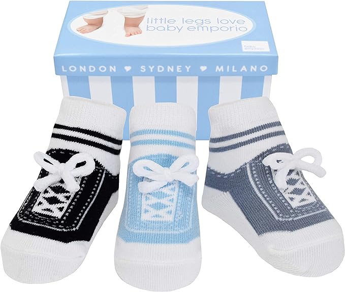 SNEAKERS - shoe-design socks. With faux-lace details and anti-slip soles. 6  pairs. 0-12 months
