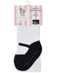 Baby girl tights with black shoe design, anti-slip soles and comfort waist size 6-12 months, by Baby Emporio