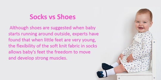 Socs versus shoes for infant baby boys and girls
