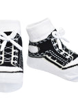 Baby socks black sneaker with faux shoe laces a baby shower gift