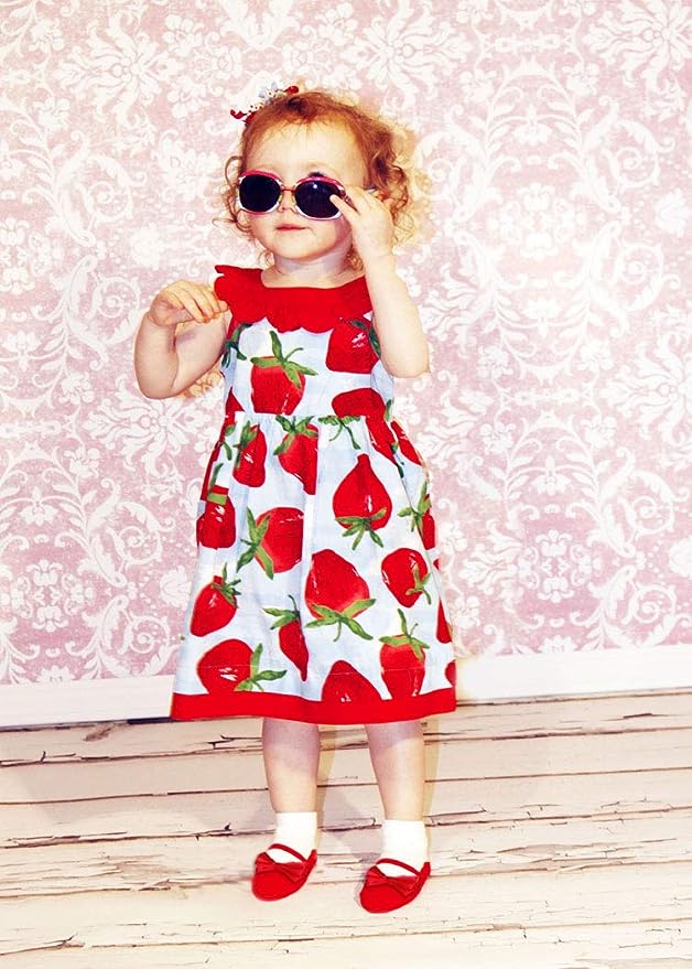 Baby girl wearing red mary jane shoe socks by Baby Emporio christmas valentine's day look
