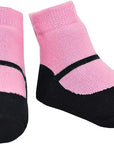 Black Mary Jane shoe look socks with pink
