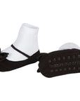 Black baby girl socks with shoe design look and satin bows for infant girl 0-12 months