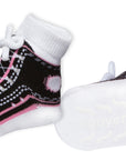 Baby Emporio infant girl baby sneaker socks with nearly invisible anti-slip soles matching the socks white sole color