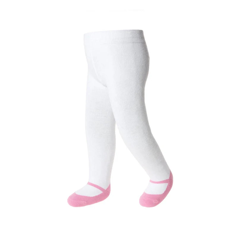 BABY GIRL TIGHTS with pink shoe-design. Comfort waist & anti-slip soles.  0-6 months