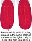 Baby Emporio infant girl tights with nearly invisible anti-slip soles matching the tights' red sole color