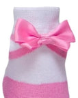 Pink ballerina sock with pink satin bow by Baby Emporio