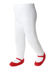 Baby Emporio infant girl tights for ages 6-12 months, featuring a red shoe design and anti-slip soles with a comfort waist