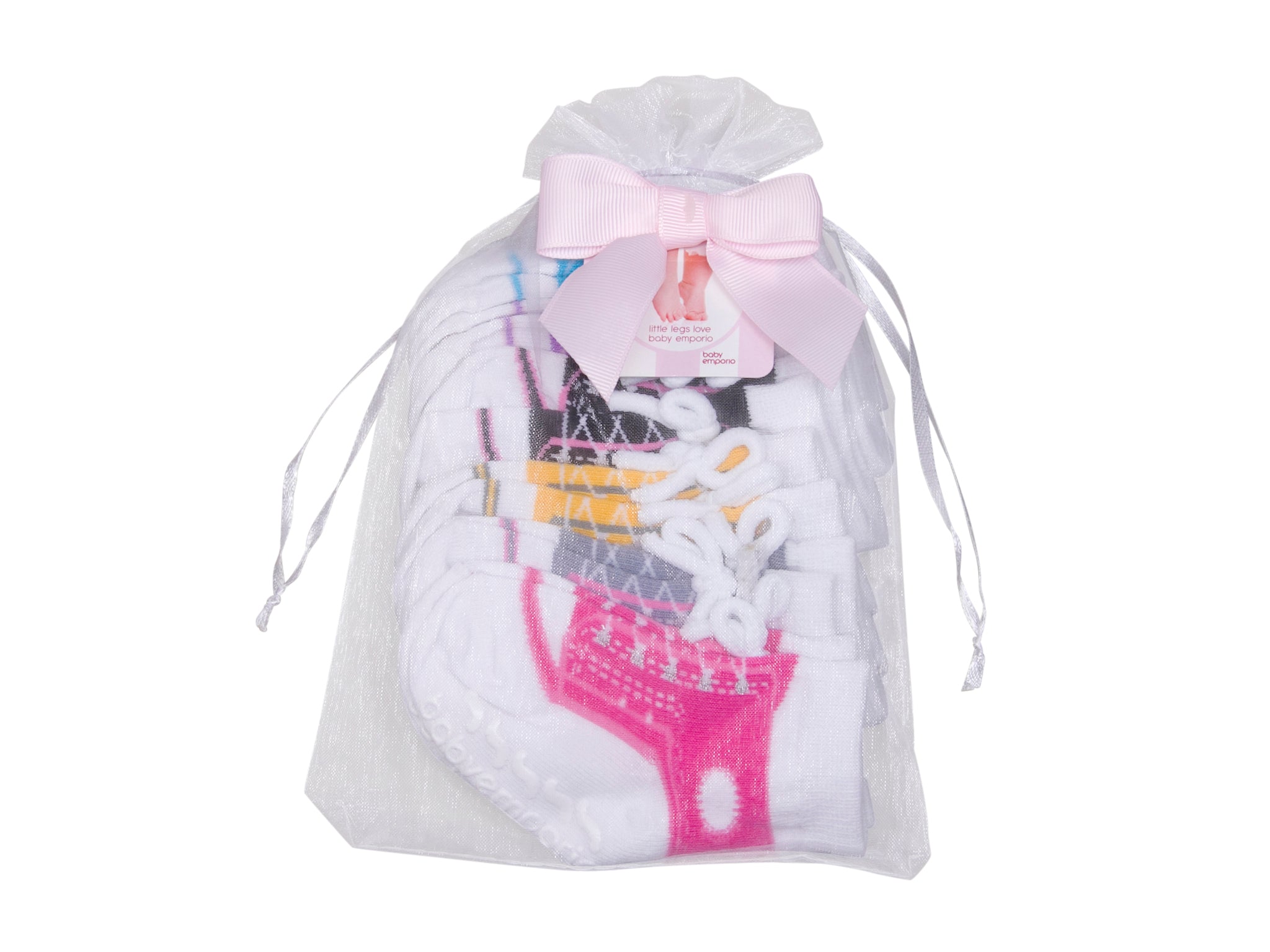 Gift package of 6 pairs of socks with sneaker look and faux shoelaces for age 12-24 months