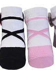 Ballerina-socks-toddler-girls-pink black grey lavender with satin bows and anti-slip soles