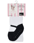 Baby Emporio infant baby girl tights for ages 0-6 months, featuring a black shoe design and anti-slip soles with a comfort waist