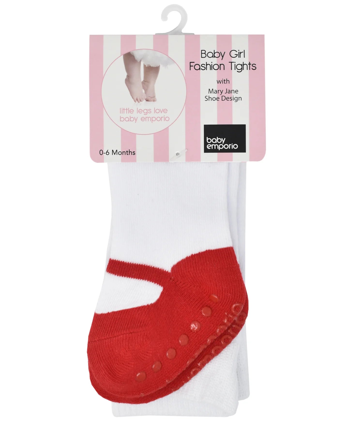 BABY GIRL TIGHTS with red shoe design. Comfort waist anti slip soles. 0 6 months