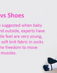 Socs versus shoes for infant baby boys and girls