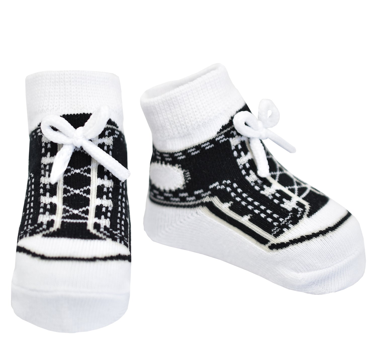 Baby socks black sneaker with faux shoe laces a baby shower gift