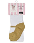 Baby Emporio baby infant girl tights with gold sparkle metallic shoe look, anti-slip and comfort waist, size 6-12 months 