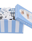 Box of baby boy socks with faux laces 3 pairs baby gift