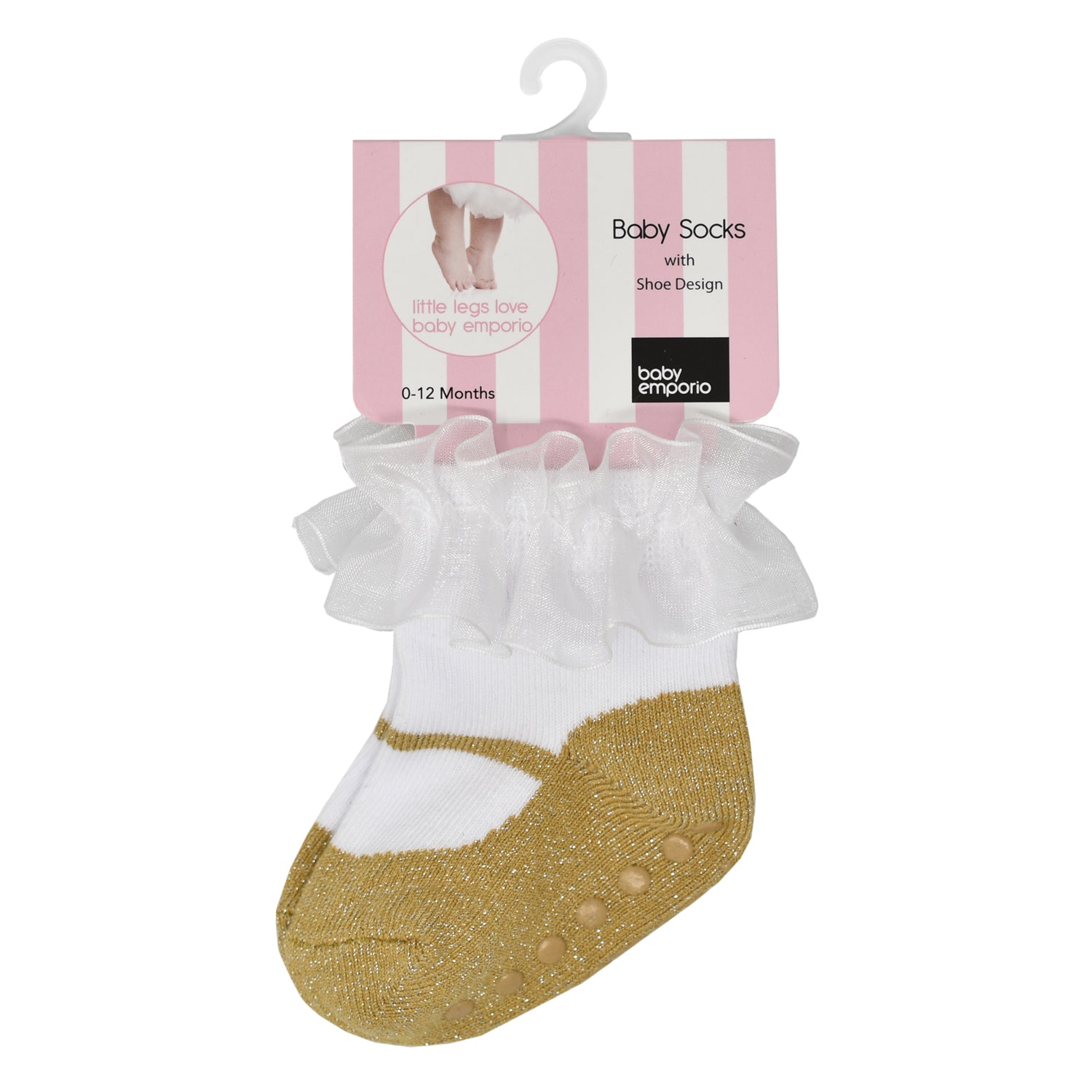 Gold metallic sparkle socks with ruffle for special occasion dress baby girl