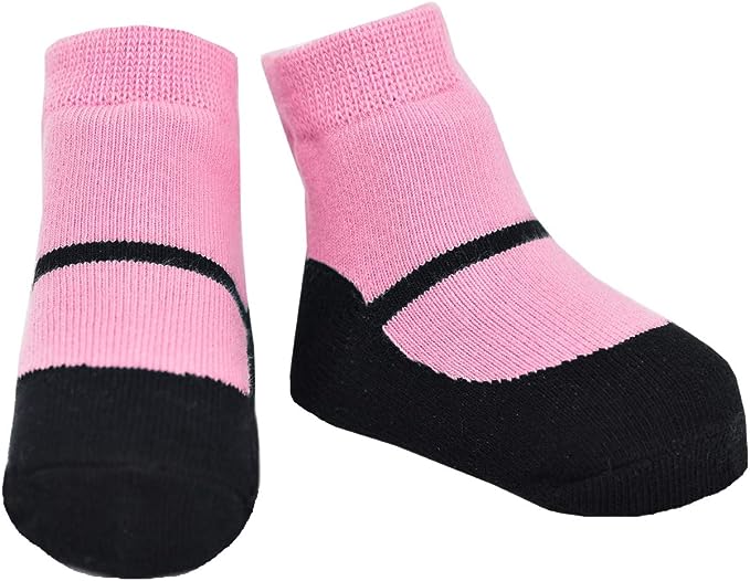 Black Mary Jane shoe look socks with pink