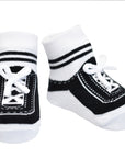 Black baby boy socks with faux shoelaces infant baby gift
