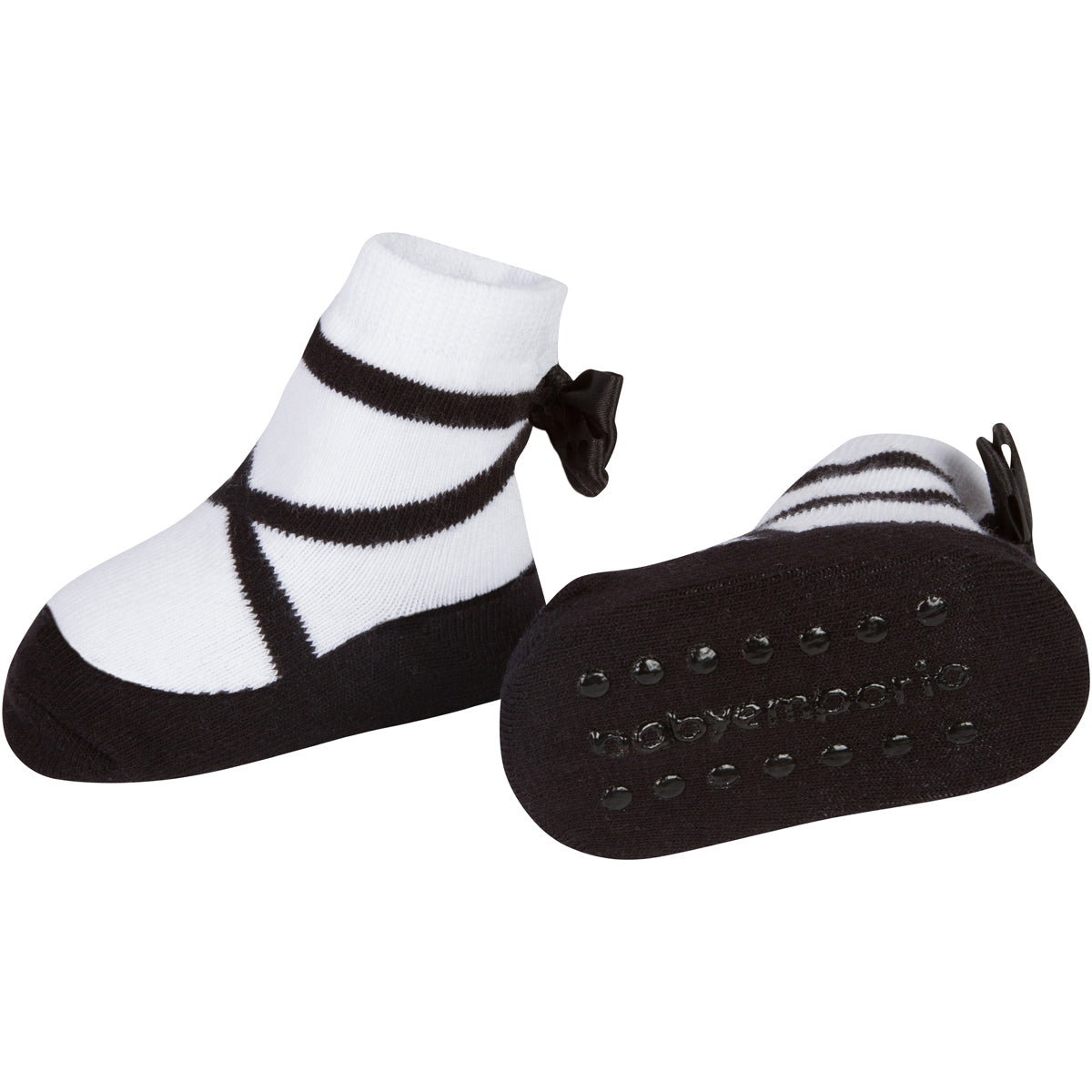  Baby Emporio toddler girl ballerina socks with nearly invisible anti-slip soles matching the socks black sole color