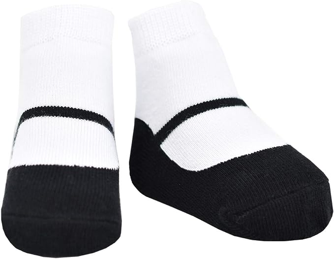 Black Mary Jane shoe look socks with white top