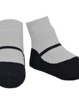 Black Mary Jane shoe look socks with greytop