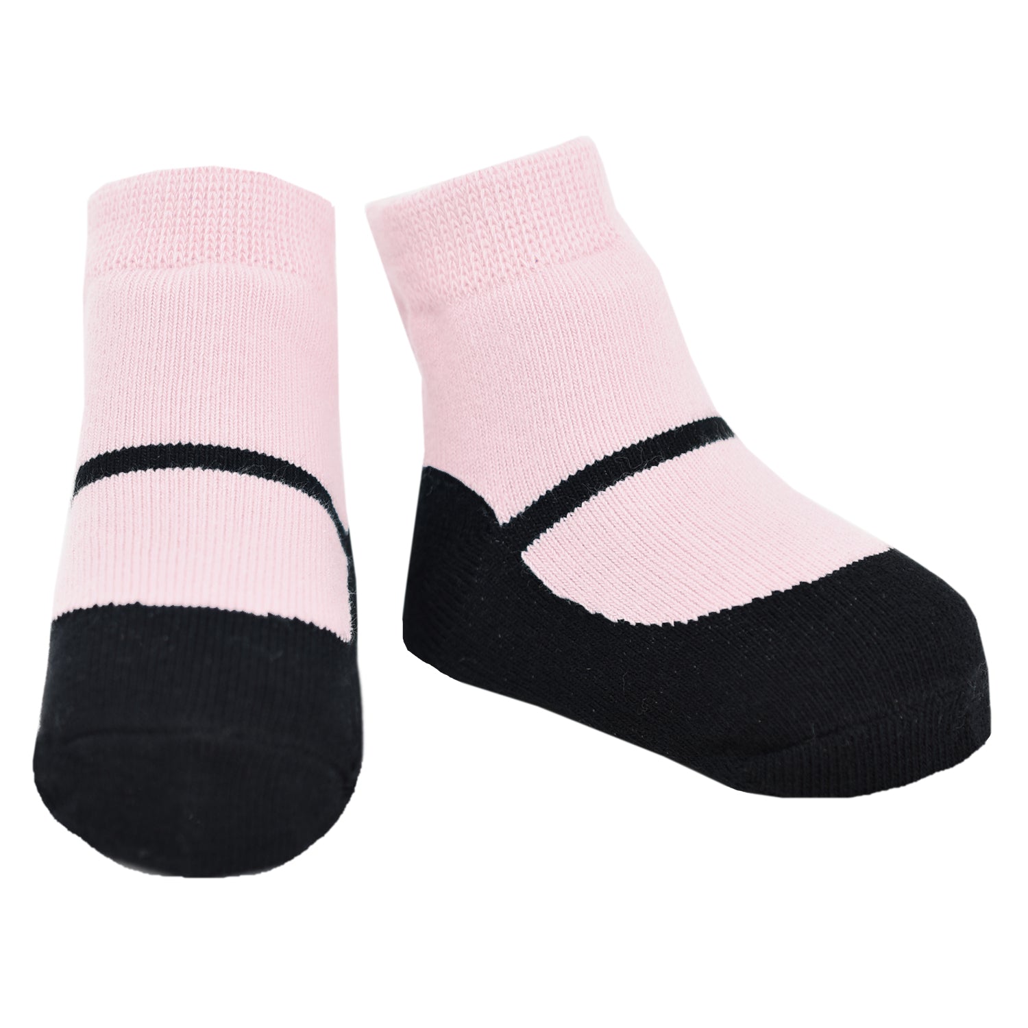 Black Mary Jane shoe look socks light pink top