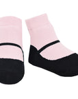 Black Mary Jane shoe look socks light pink top