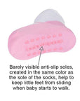 Baby Emporio infant girl baby ballerinas socks with nearly invisible anti-slip soles matching the socks pink sole color