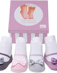 Baby shower gift of 6 pairs infant girl socks 0-12 months in gift box