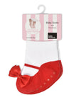 Festive socks in red with red satin bows for Christmas or Valentine's Day dress for infant girl 0-12 months