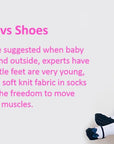 Socks versus shoes information for Baby Emporio shoe socks