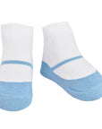 Blue Mary Jane socks that look like shoes baby shower gift