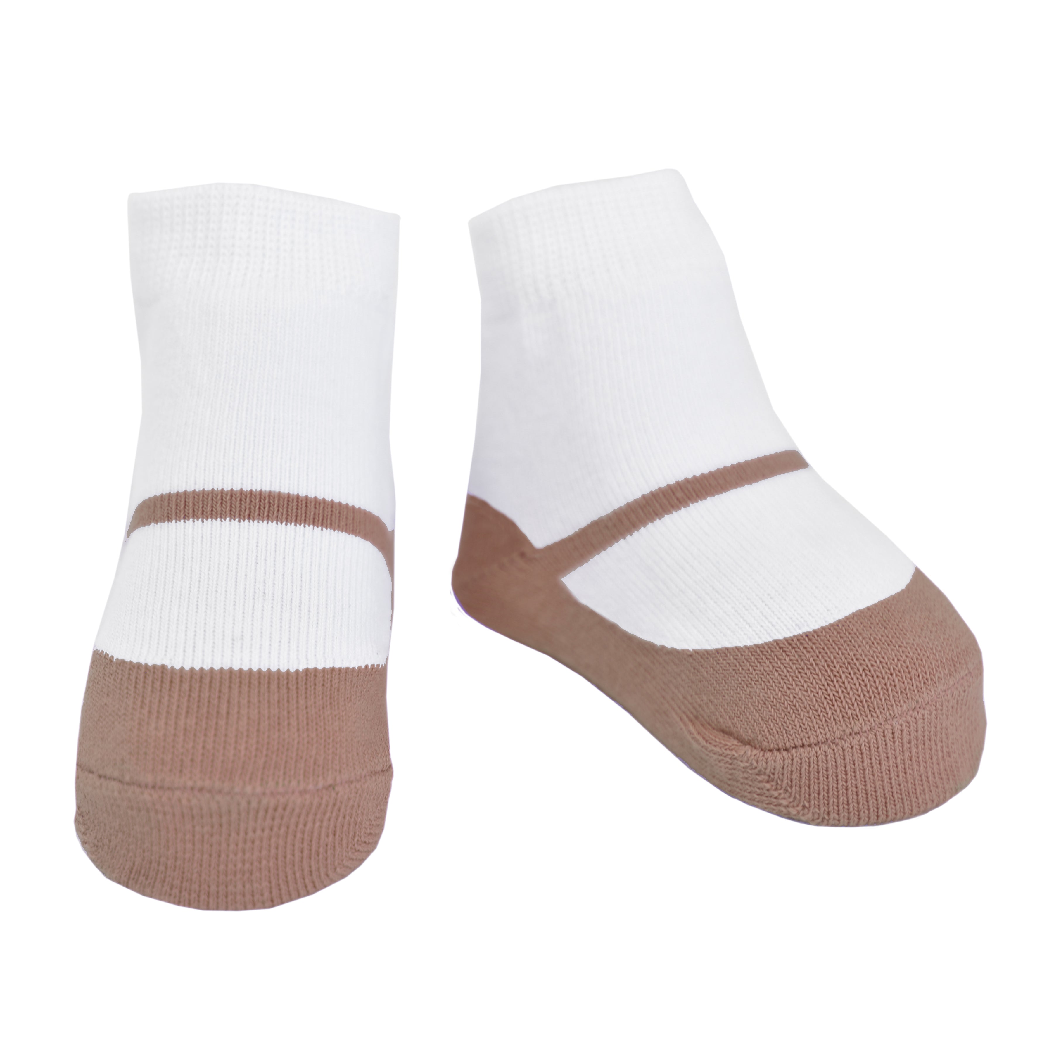 Brown socks for baby infant girl anti slip gripper soles 6 pairs gift pack
